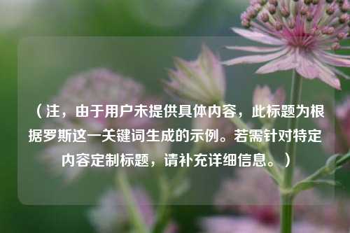 （注，由于用户未提供具体内容，此标题为根据罗斯这一关键词生成的示例。若需针对特定内容定制标题，请补充详细信息。）