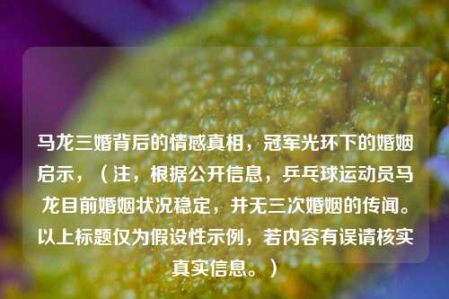 马龙三婚背后的情感真相,冠军光环下的婚姻启示,(注,根据公开信息,乒乓球运动员马龙目前婚姻状况稳定,并无三次婚姻的传闻。以上标题仅为假设性示例,若内容有误请核实真实信息。)