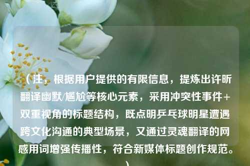（注，根据用户提供的有限信息，提炼出许昕翻译幽默/尴尬等核心元素，采用冲突性事件+双重视角的标题结构，既点明乒乓球明星遭遇跨文化沟通的典型场景，又通过灵魂翻译的网感用词增强传播性，符合新媒体标题创作规范。）