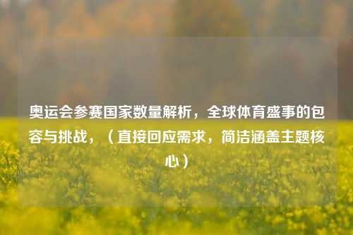 奥运会参赛国家数量解析,全球体育盛事的包容与挑战,(直接回应需求,简洁涵盖主题核心)
