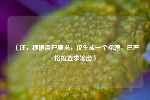 (注,根据用户要求,仅生成一个标题,已严格按要求输出)